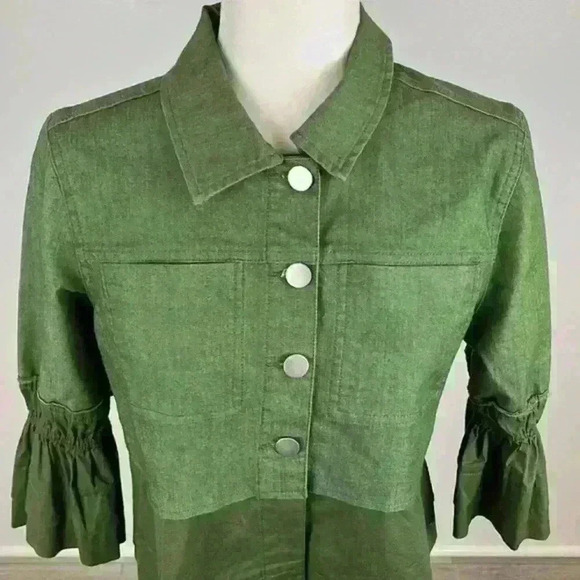 Kate & Mallory Green Button Front Jacket Size M - Picture 2 of 7